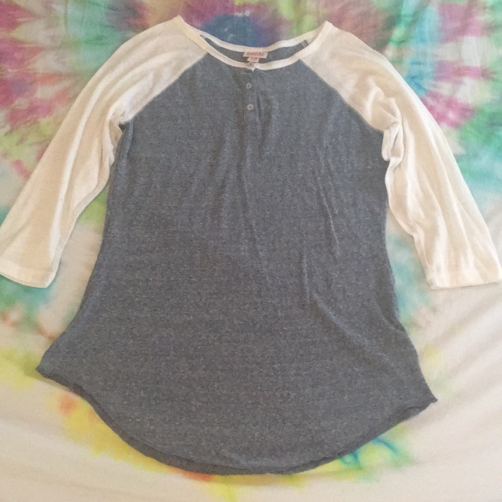Mossimo navy and white henley 3/4 M